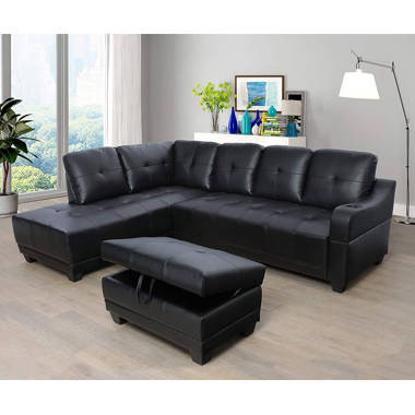 L shape faux 2024 leather sofa